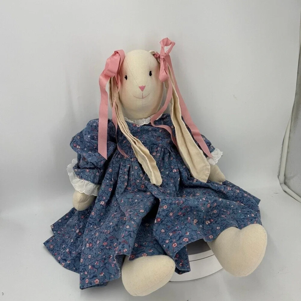 Vintage Handmade Large Bunny in Sweet Dress